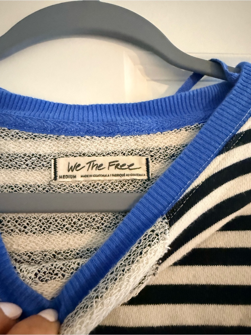 We The Free Black & White Striped Pullover with Blue Trim - Picture 3 of 3